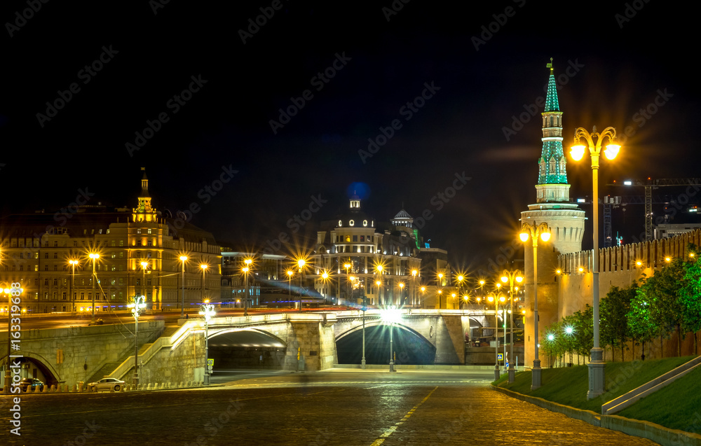 Behind the red square when the night time ,Moscow Russia