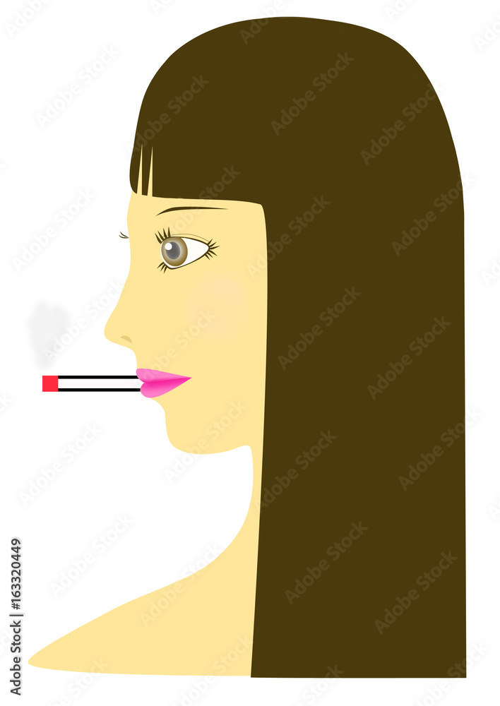タバコをくわえた女性のイラスト Stock イラスト Adobe Stock