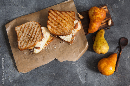 Whole grain baked sandwich photo