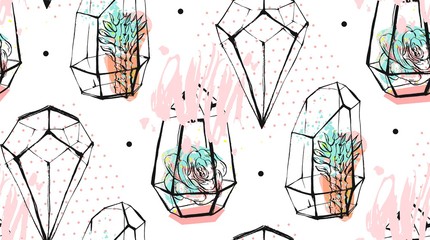 Sierkussen Terrariumplanten patronen Pastel terrarium met vetplanten patroon  © anastasy_helter