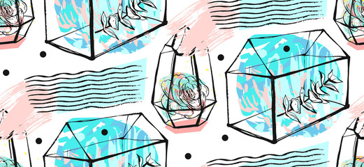 Sierkussen Terrariumplanten patronen Scandinavisch terrarium patroon met vetplanten  © anastasy_helter