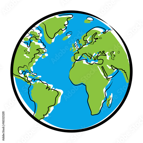 Farbige Zeichnung Globus / Vektor, freigestellt