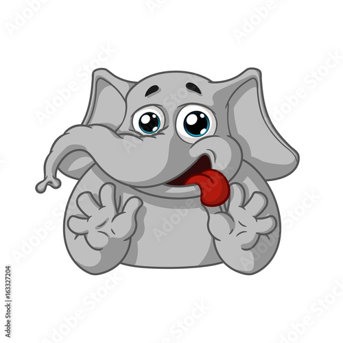 Elephant. Character. Wants-wants. Strong desire. Big collection of isolated elephants. Vector  cartoon.