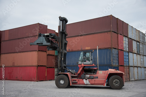 forklift and container