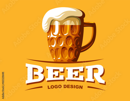Craft beer logo- vector illustration, emblem brewery design on dark background