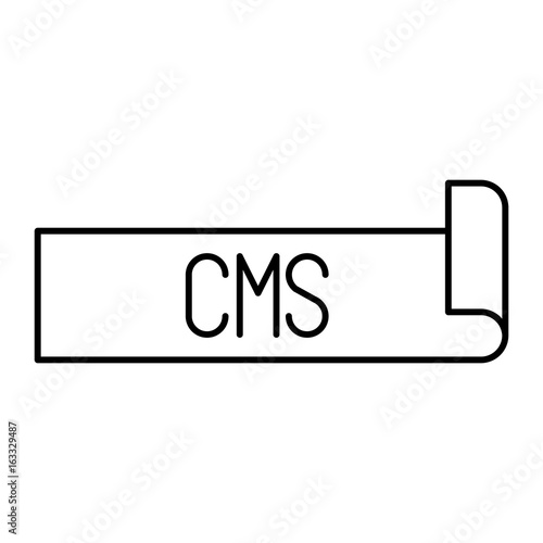 monochrome silhouette label text of cms vector illustration