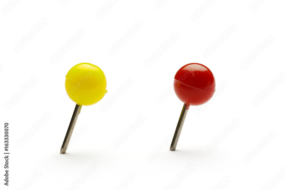 Push pins isolated on white background. Push pins isolated on white background.