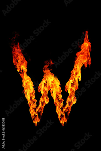 Fire letter W of burning flame.