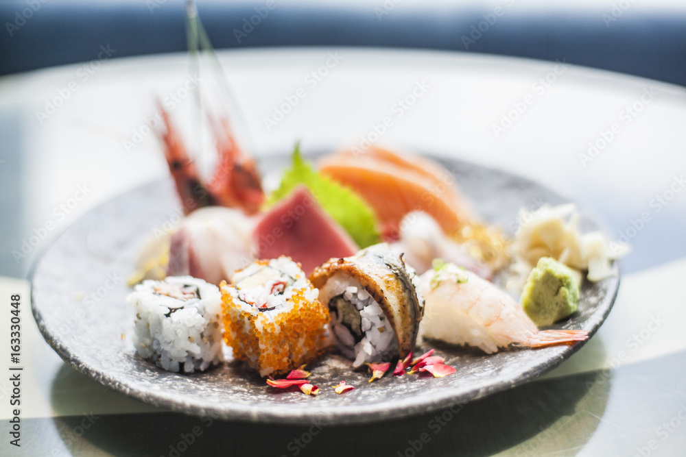 Sashimi and sushi plate