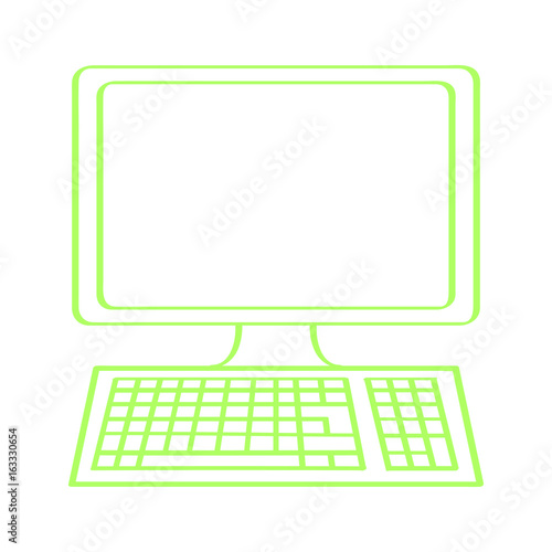 Handgezeichneter Computer in grün