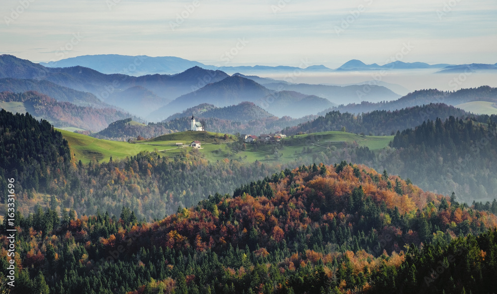 Slovenian landscape in fall.