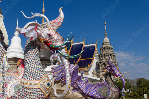 Chiang Mai in the northern Thailand: animal statues in the ancient temple in Thailand architecture, Ban Den Temple,Mae Taeng District  Chiang Mai Thailand photo