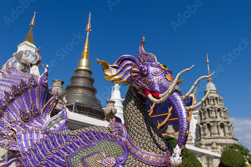 Chiang Mai in the northern Thailand: animal statues in the ancient temple in Thailand architecture, Ban Den Temple,Mae Taeng District  Chiang Mai Thailand photo