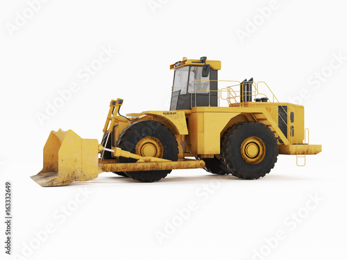 Big yellow buldozer. 3D rendering
