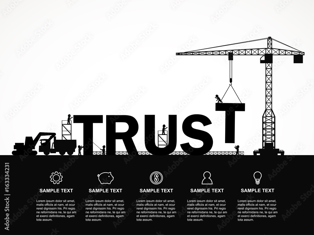 Obraz premium Crane and trust building. Infographic Template. Vector Illustration.