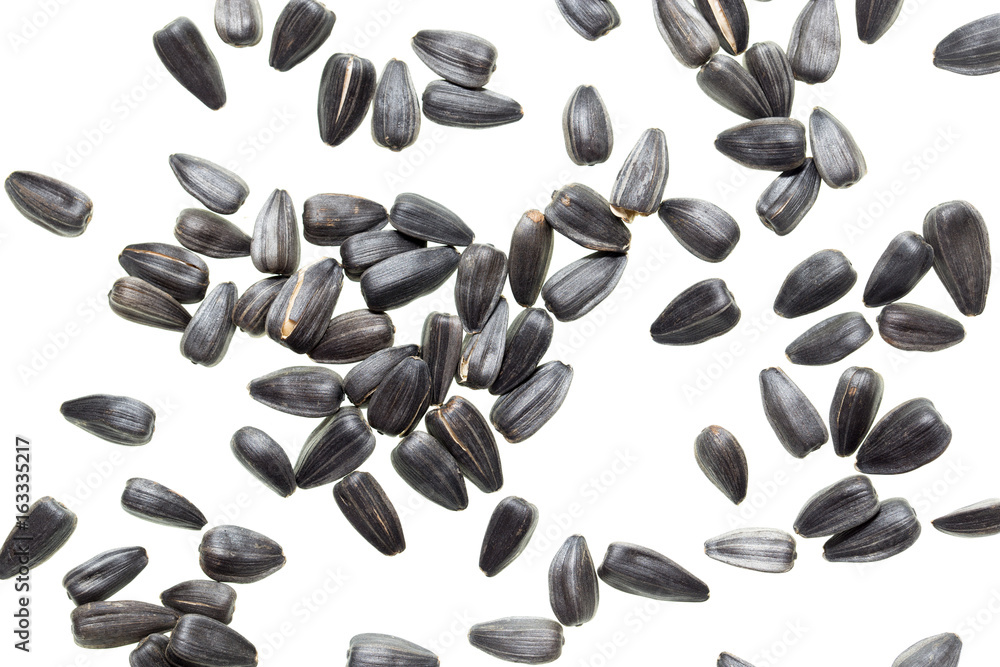 Fried black seeds isolated on white background Fried black seeds isolated on white background