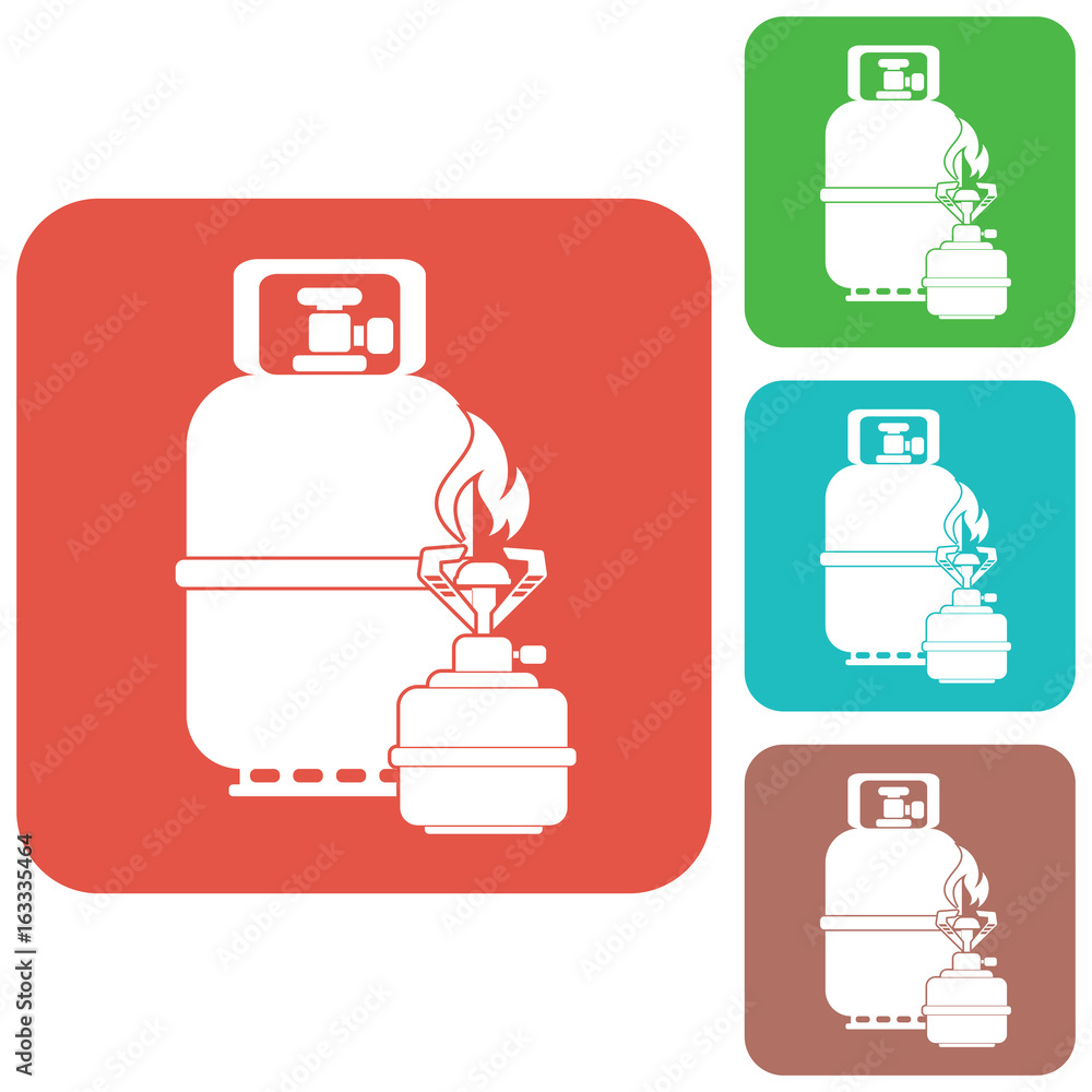 Camping stove with gas bottle icon vector Camping stove with gas bottle icon vector
