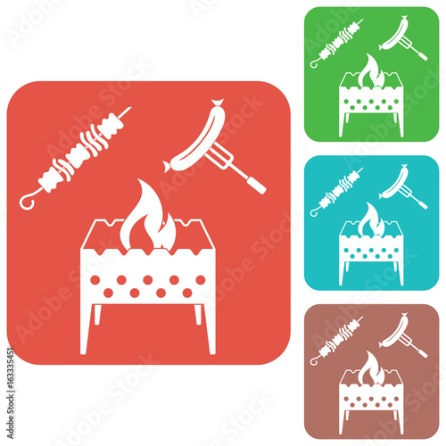 Brazier, kebab and sausage icon