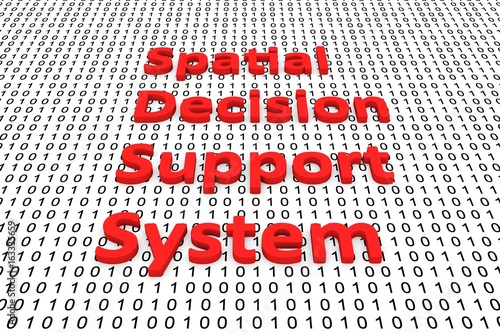 Spatial decision support system in the form of binary code, 3D illustration photo