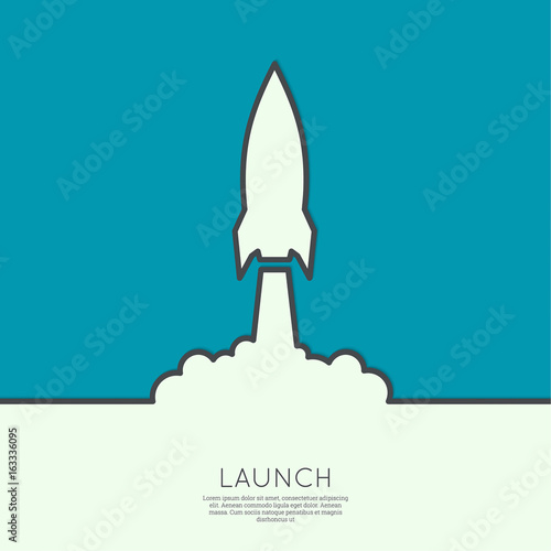 Icon for a start up business project.The launch with clouds of smoke. flat design. minimal.