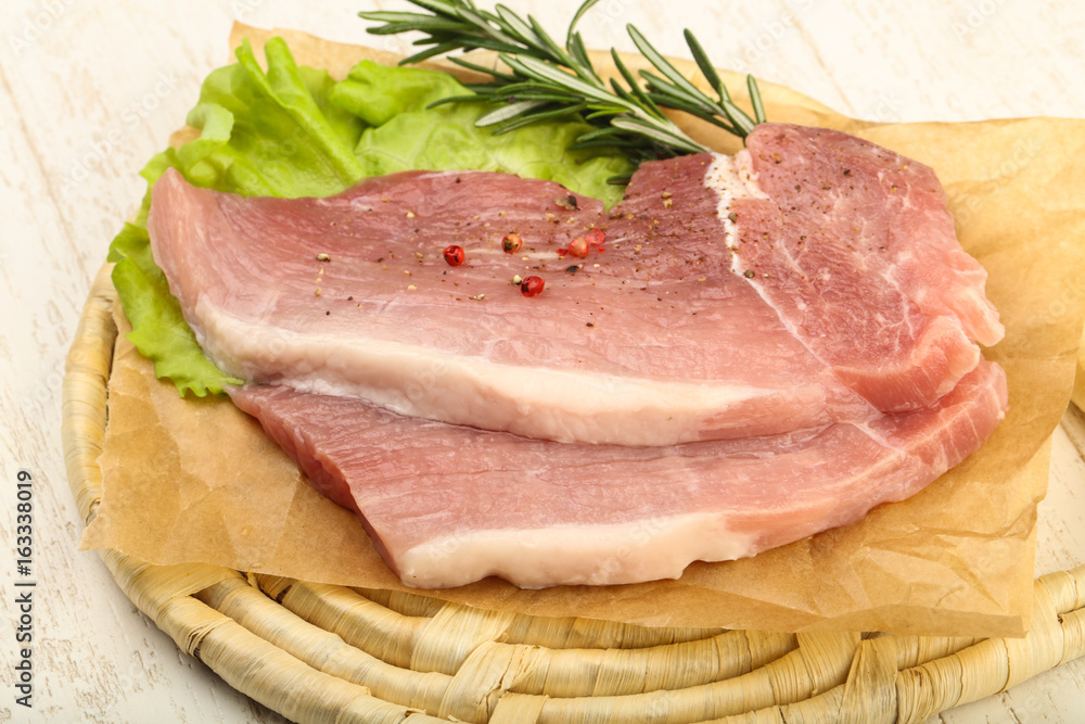 Raw pork steak