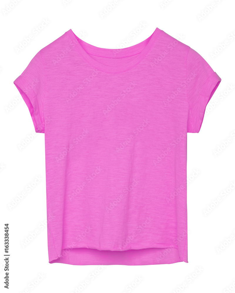 Pink empty women tee shirt with torn edges isolated Pink empty women tee shirt with torn edges isolated