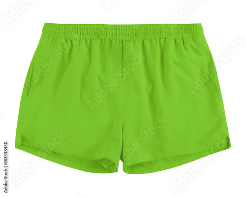 Men light green swim sport beach shorts trunks isolated on white