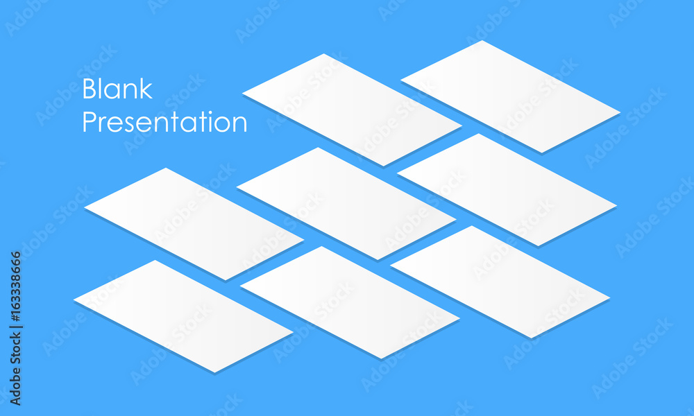 White blank app screens mockup perspective. Isometric web wireframing