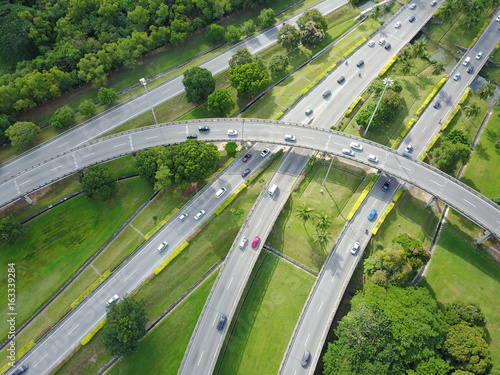 Highway at Penang island,Malaysia,aerial view from the drone