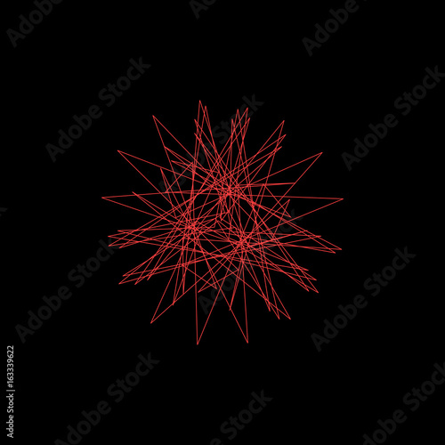 Abstract geometric shape of lines. Isolated on black background. Vector outline illustration.