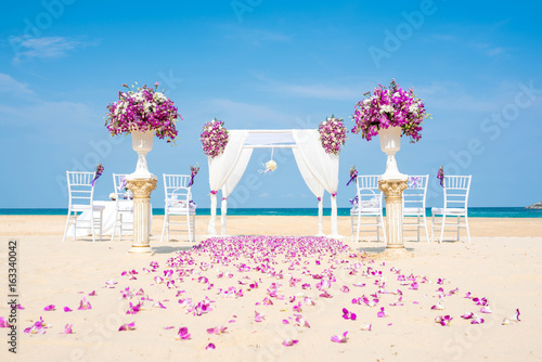 Romantic wedding ceremony on the beach
