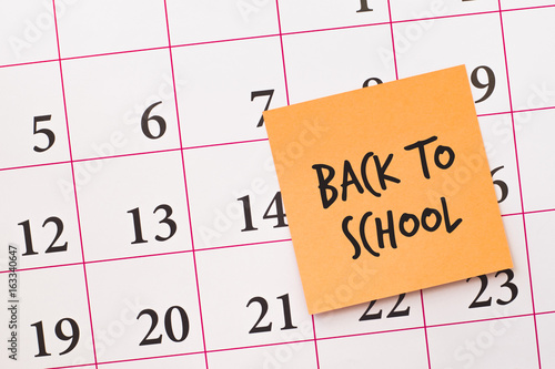 Back to school reminder on a calendar Education concept