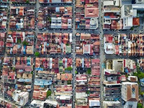 Aerial view from the drone above the roofs on the Penang island,Malaysia © Glebstock