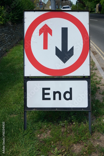 End road sign in English village