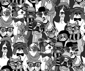 Keuken achterwand Honden patronen Modieuze honden en katten met bril  © Chief Crow