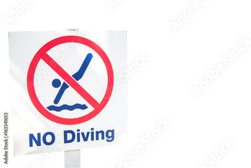No diving sign Isolated Clipping Path.