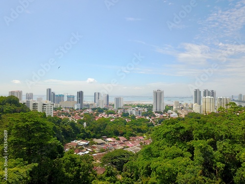 Aerial view from the drone above the Penang Malaysia