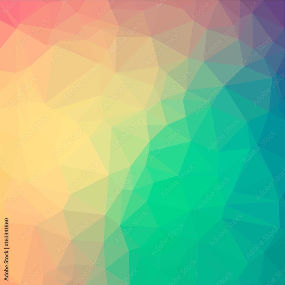 Multicolor polygonal illustration, which consists of triangles. Geometric background in Origami style with a gradient. Triangular design for your business. Rainbow, spectrum image.    
