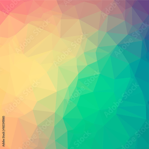 Multicolor polygonal illustration, which consists of triangles. Geometric background in Origami style with a gradient. Triangular design for your business. Rainbow, spectrum image.    