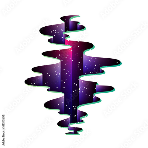 Psychedelic illustration of abyss with snow or stars