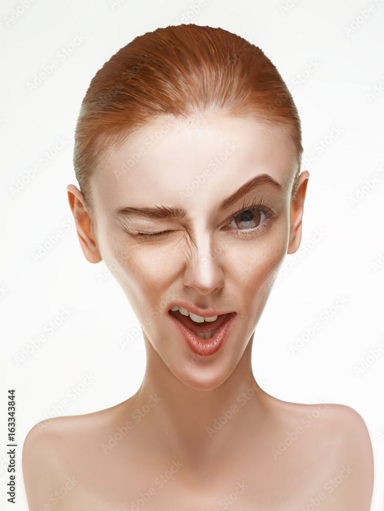 Obraz premium A caricature portrait of a red-haired girl