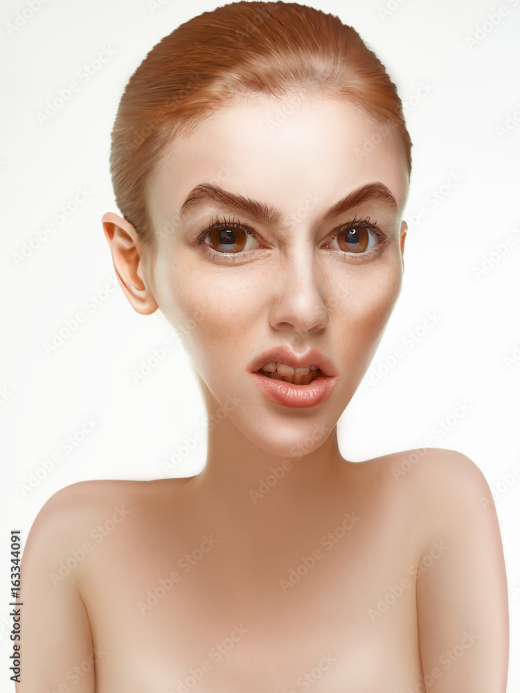 A caricature portrait of a red-haired girl A caricature portrait of a red-haired girl