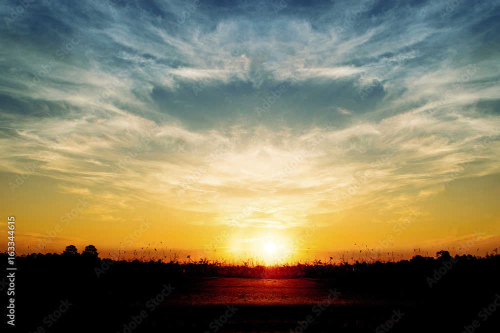 Fototapeta premium Sunset in sky and cloud, beautiful colorful twilight time ,Abstract background.