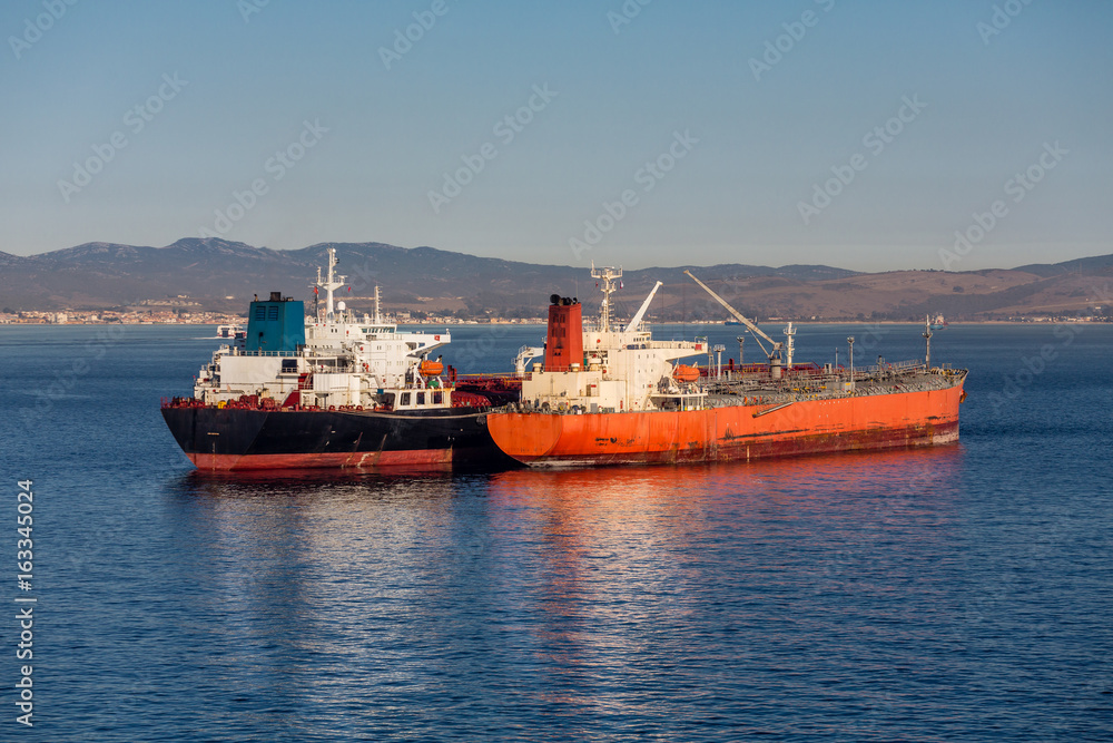 Black and Orange Tankers in Gilbralter