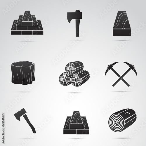 Wood vector icon set.