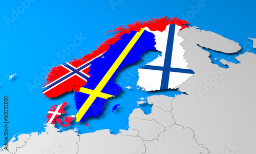3D North Europe map