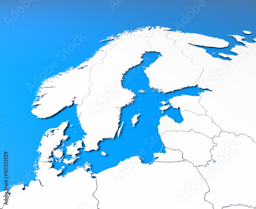 Fototapeta Mapa 3D Europy Północnej