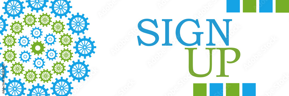 Sign Up Blue Circular Gears Horizontal Sign Up Blue Circular Gears Horizontal