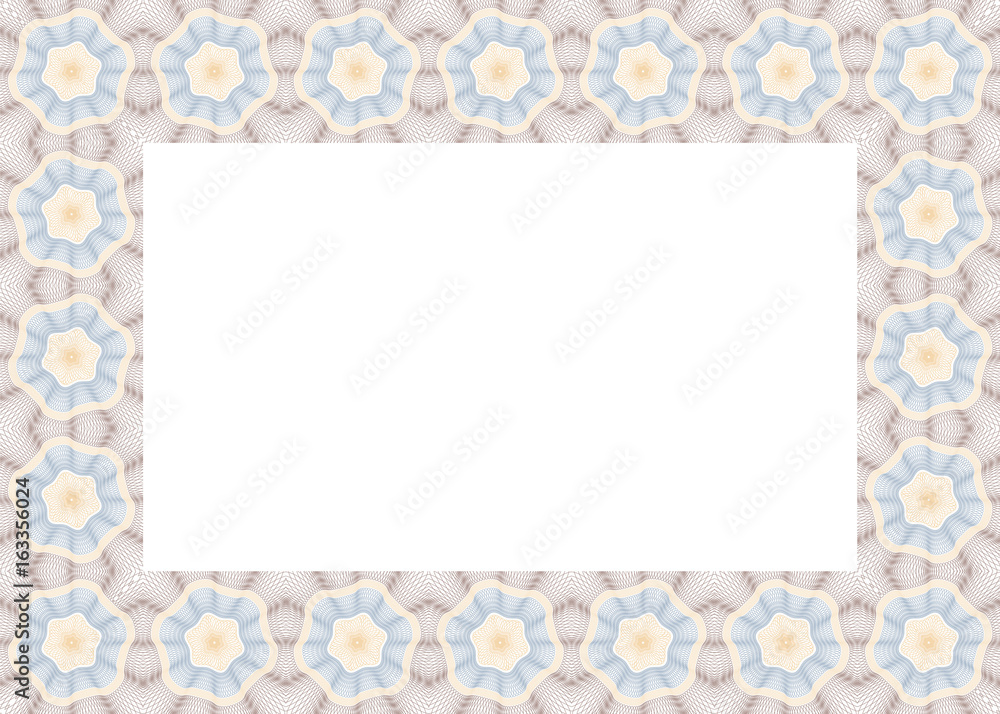 Guilloche vector frame. Pattern for money warranty, certificate, diploma Guilloche vector frame. Pattern for money warranty, certificate, diploma