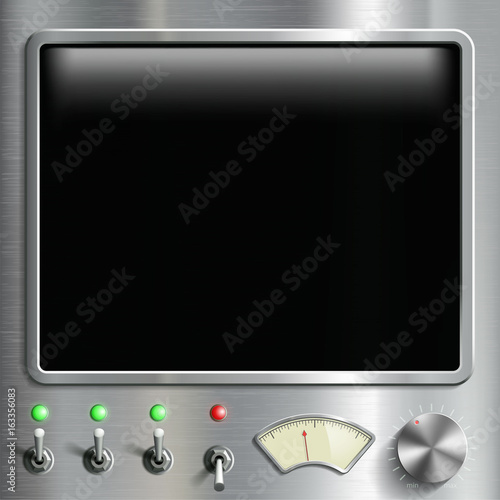 Black screen monitor with dashboard.